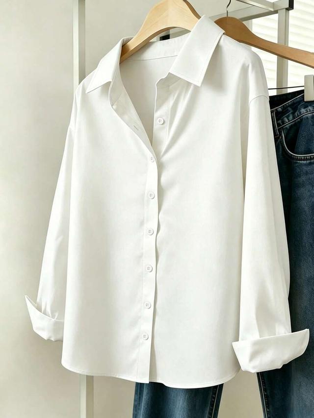 white cotton button-up daily shirt