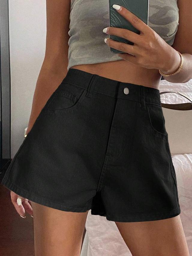 dazy women's loose casual black denim shorts