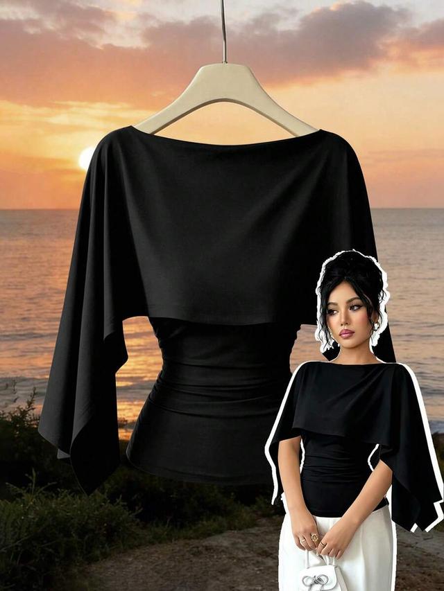black shawl collar sleeveless elastic knit top