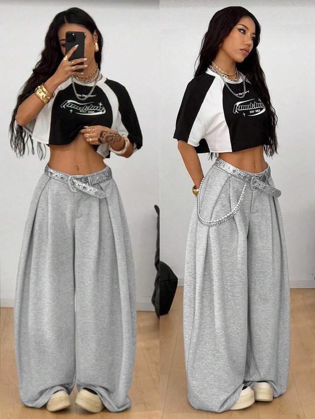 vintage casual grey oversized baggy pleated trousers