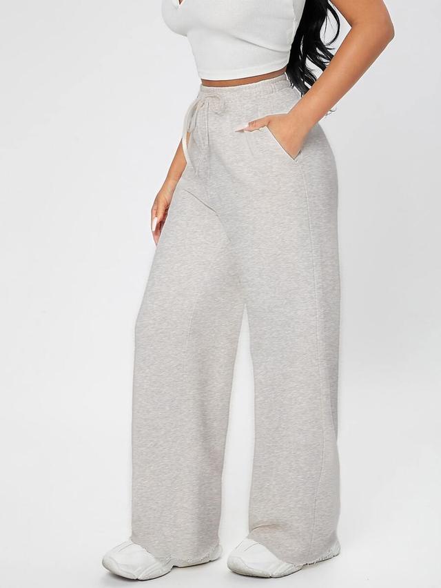 grey drawstring waist slant pocket sweatpants