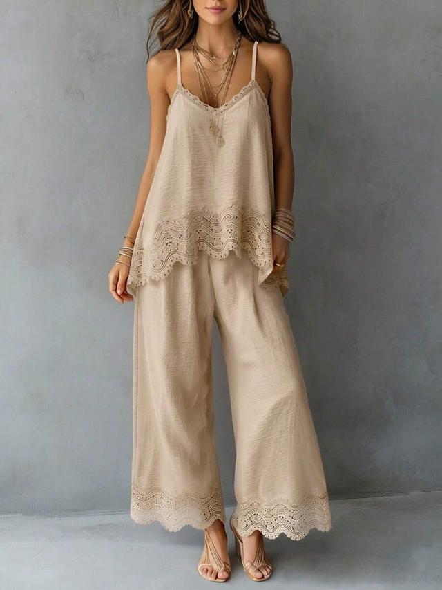 beige woven casual resort two piece set