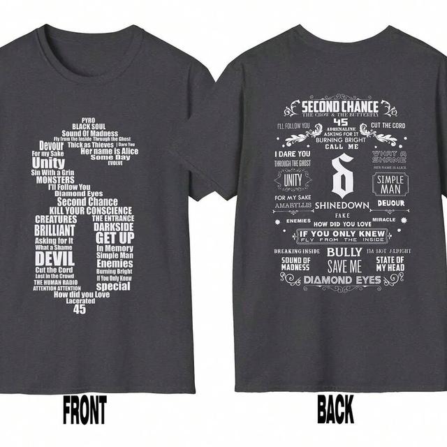 vintage shinedown tour 2026 graphic cotton t-shirt