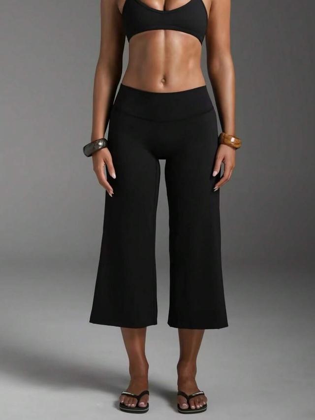 black wide leg cropped lounge yoga pants