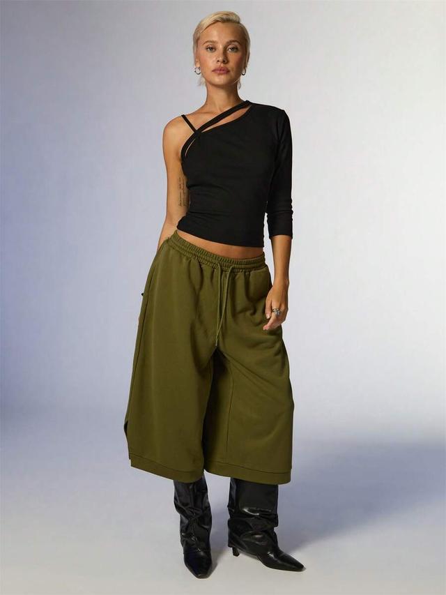 olive green split hem cropped joggers