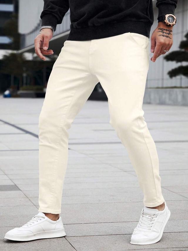 off-white slim fit casual denim jeans