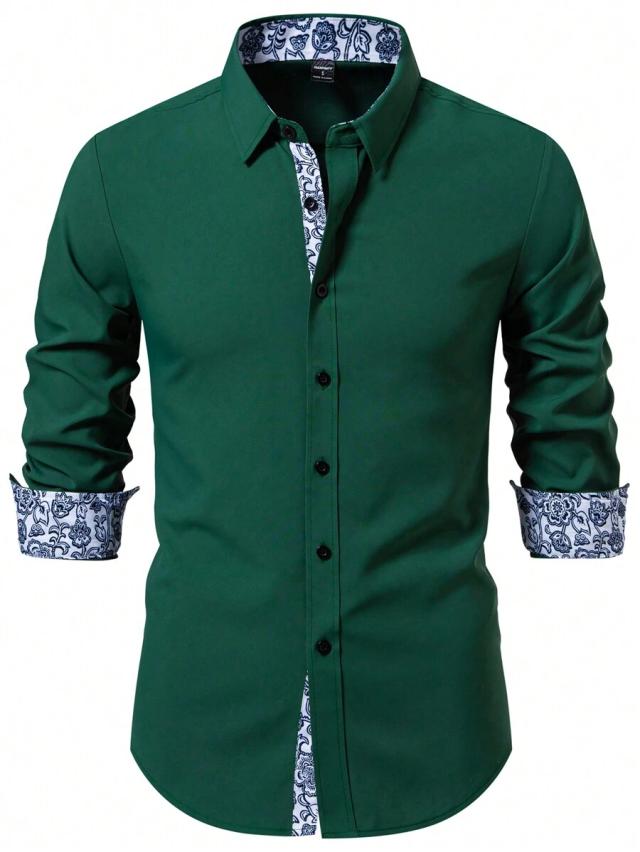 dark green long sleeve casual formal shirt