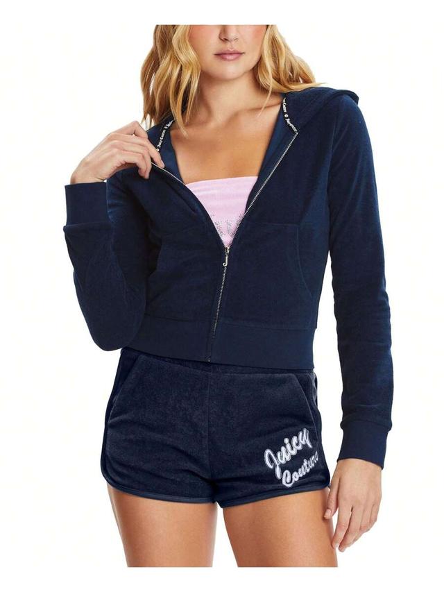 navy blue long sleeve terry track jacket