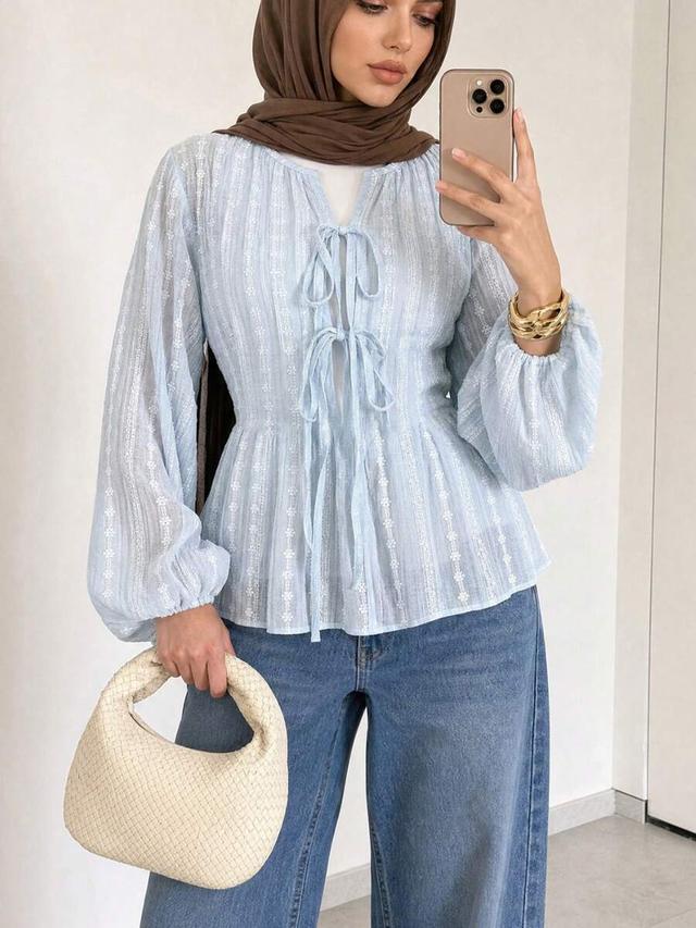 solavon new french vintage pleated cinching waist blouse