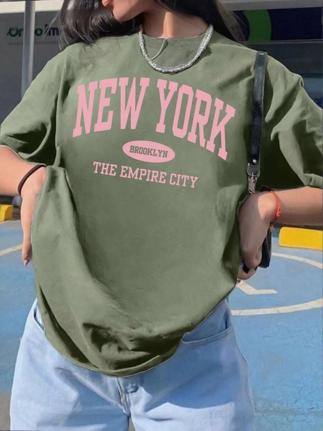 olive green cotton graphic print short sleeve t-shirt