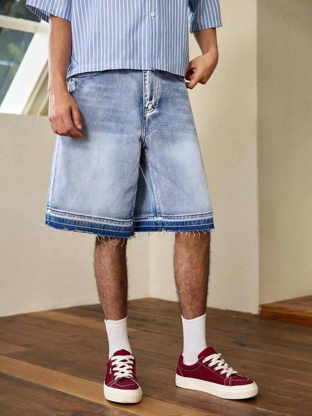 whitmere men's distressed light wash denim shorts