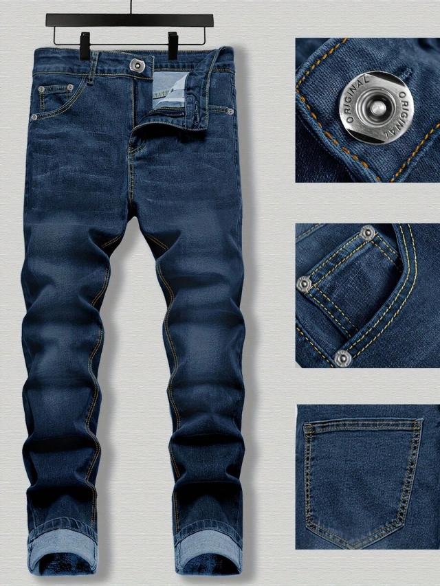 men's casual straight-leg denim jeans
