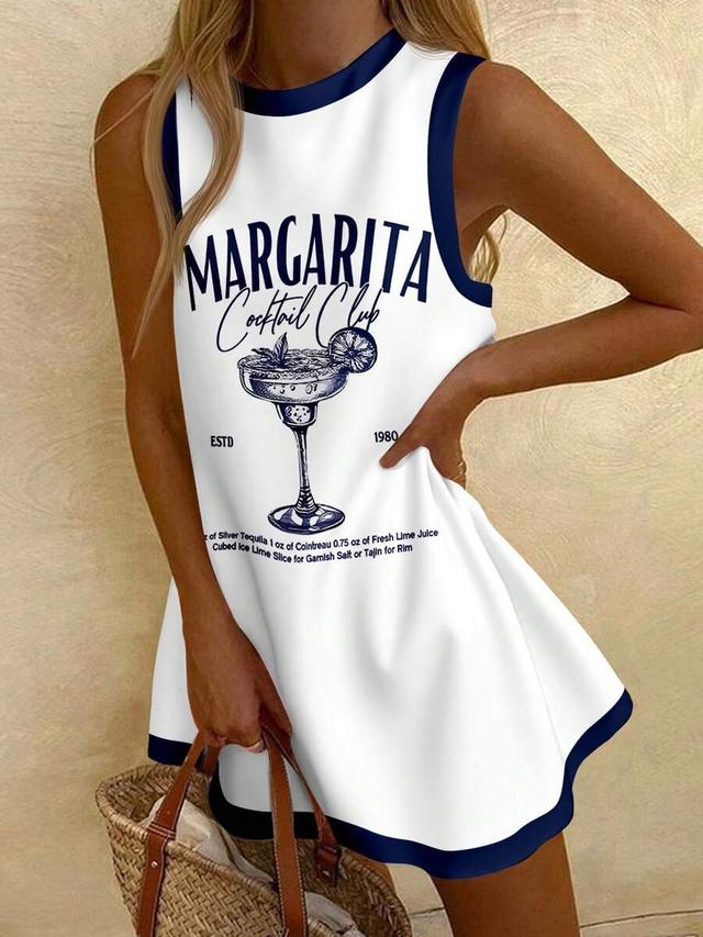 margarita cocktail club graphic print sleeveless shift dress
