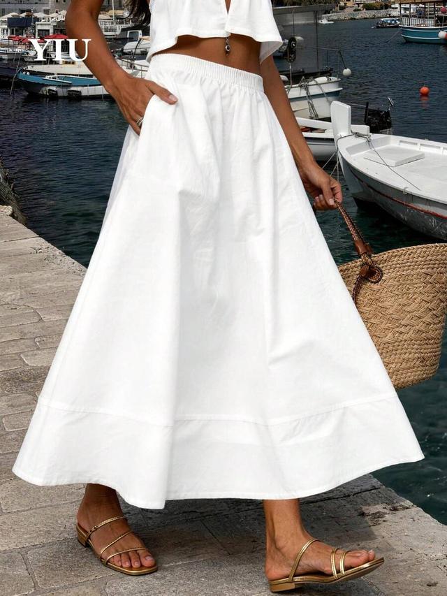 white elegant long cotton skirt