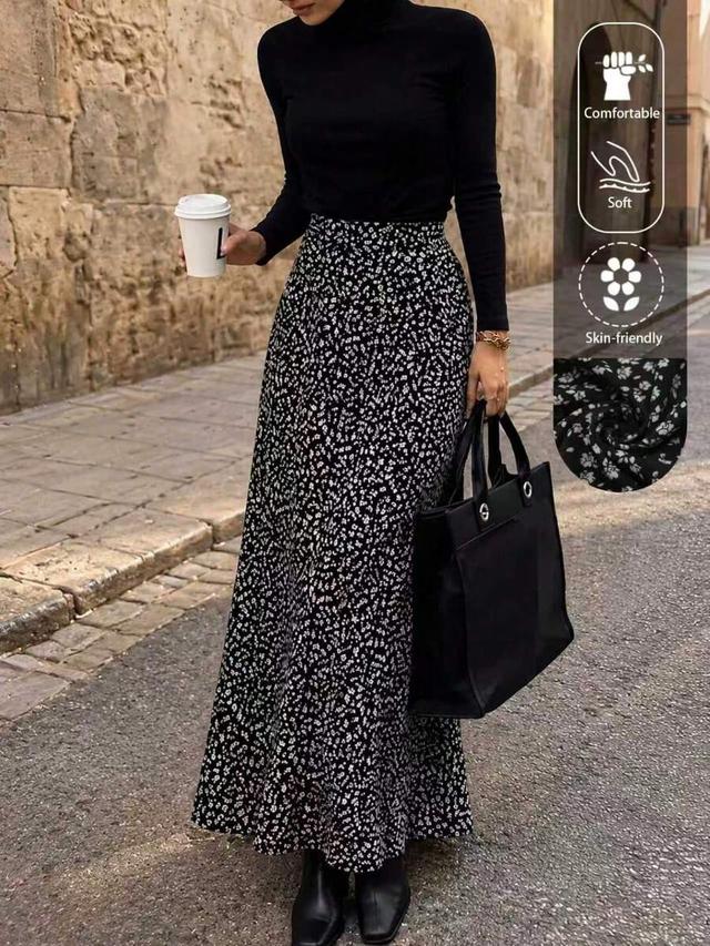 ditsy floral high waist a-line skirt