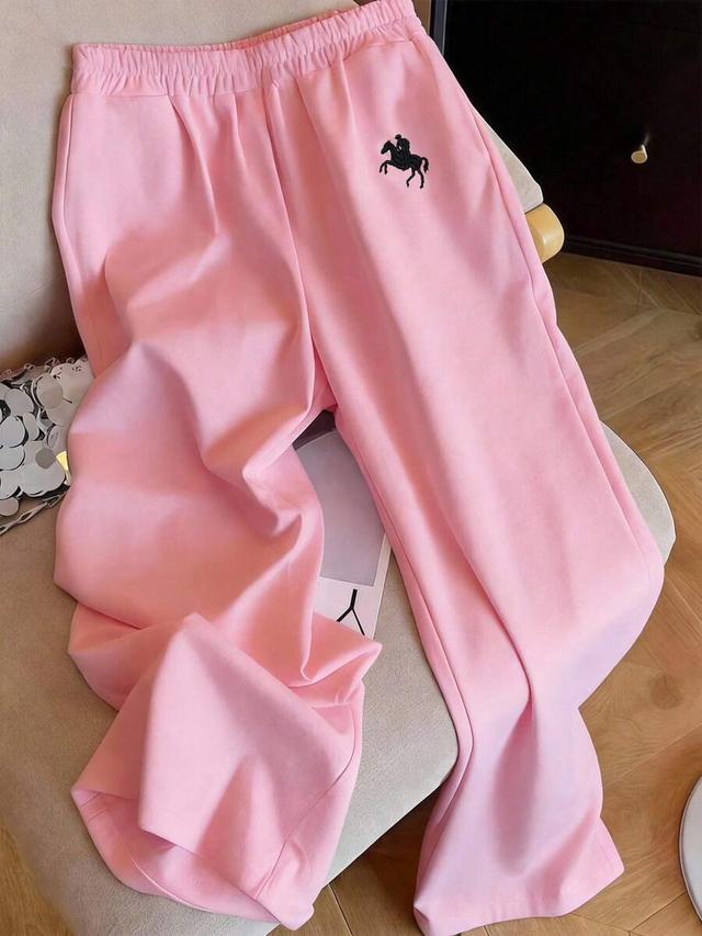 pink casual wide leg lounge pants