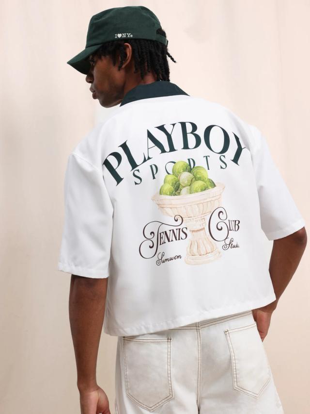 playboy x sumwon cropped tennis club button-up shirt