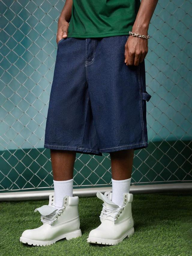 dark wash denim baggy bermuda shorts