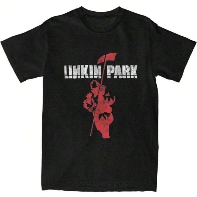 black cotton linkin park graphic crewneck t-shirt