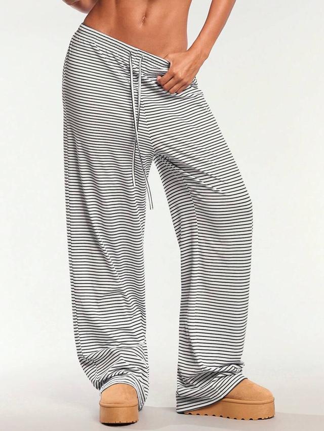 striped wide leg lounge pants