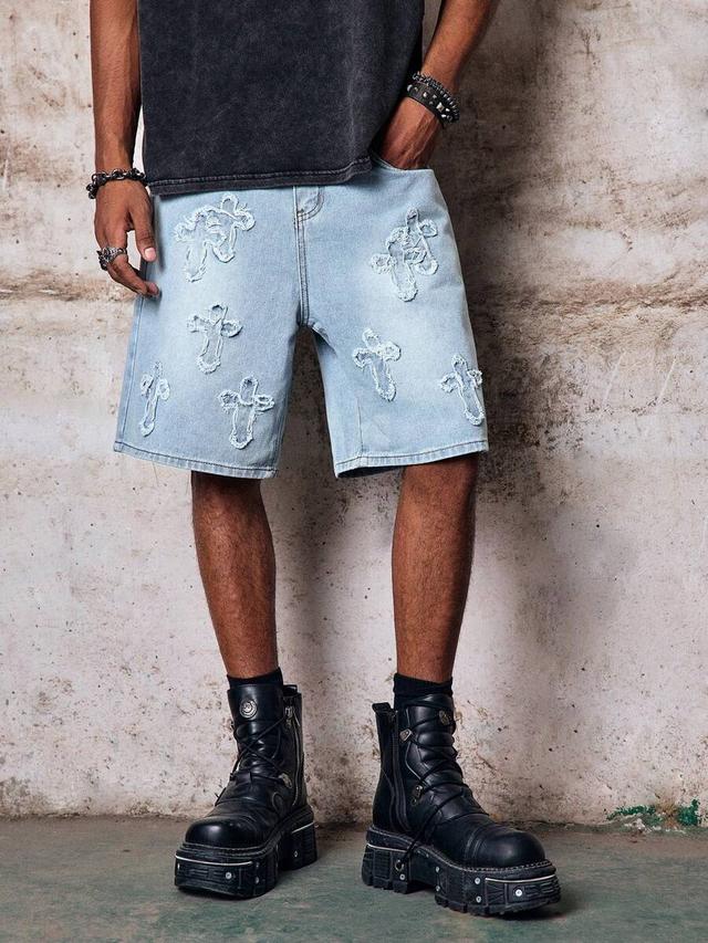 skyrend manfinity streetrush washed distressed denim shorts jorts