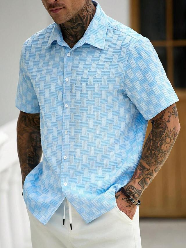 manfinity casualcool men's casual textured short sleeve shirt