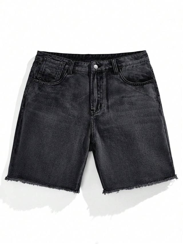 vintage dyed black straight leg denim shorts