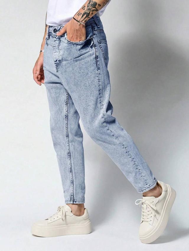 acid wash light blue slim fit denim jeans