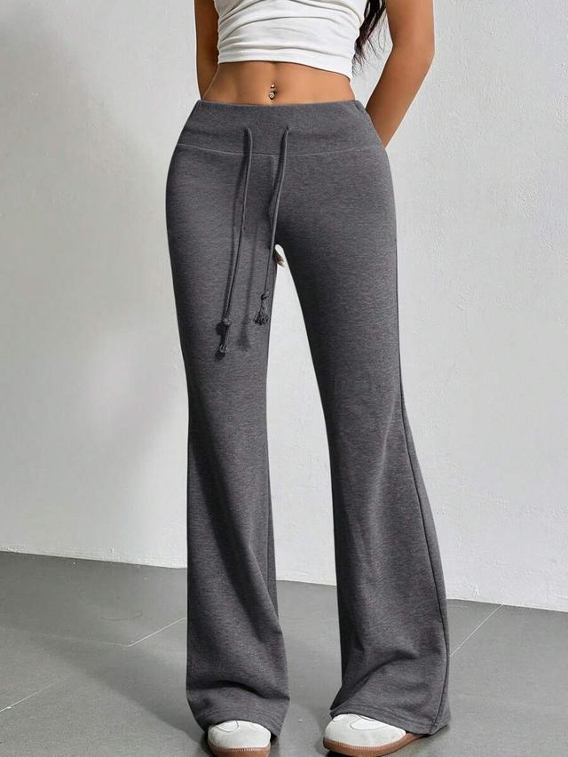 charcoal grey drawstring waist flare leg sweatpants