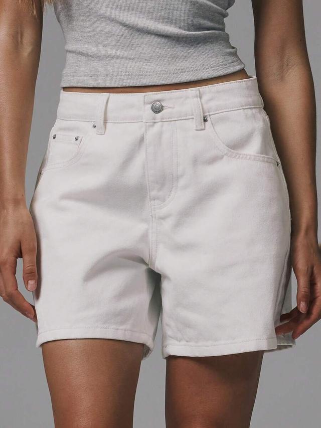 white denim high-waisted classic shorts
