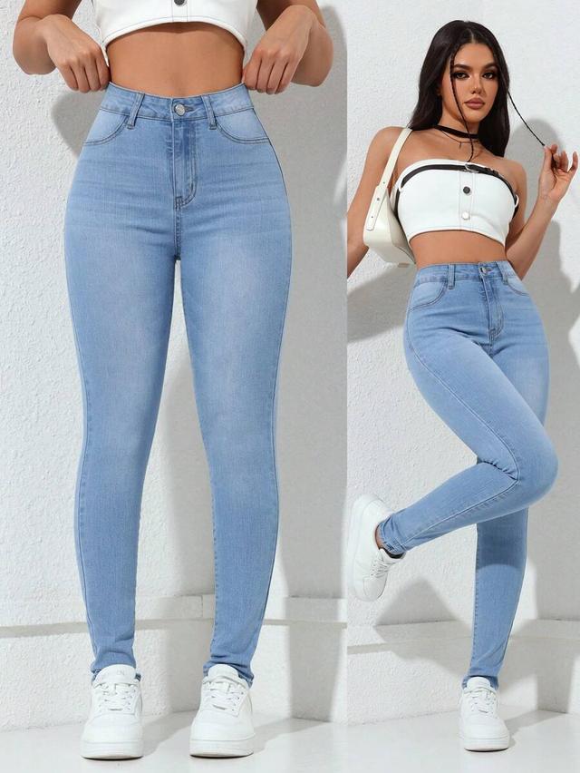 light wash high waisted skinny denim jeans