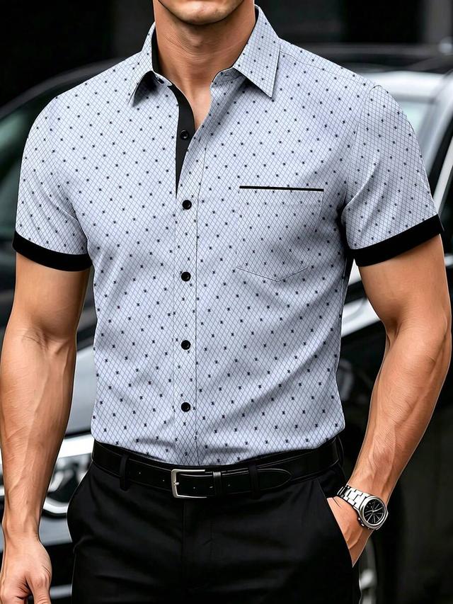 men's short sleeve formal shirt with contrast trim