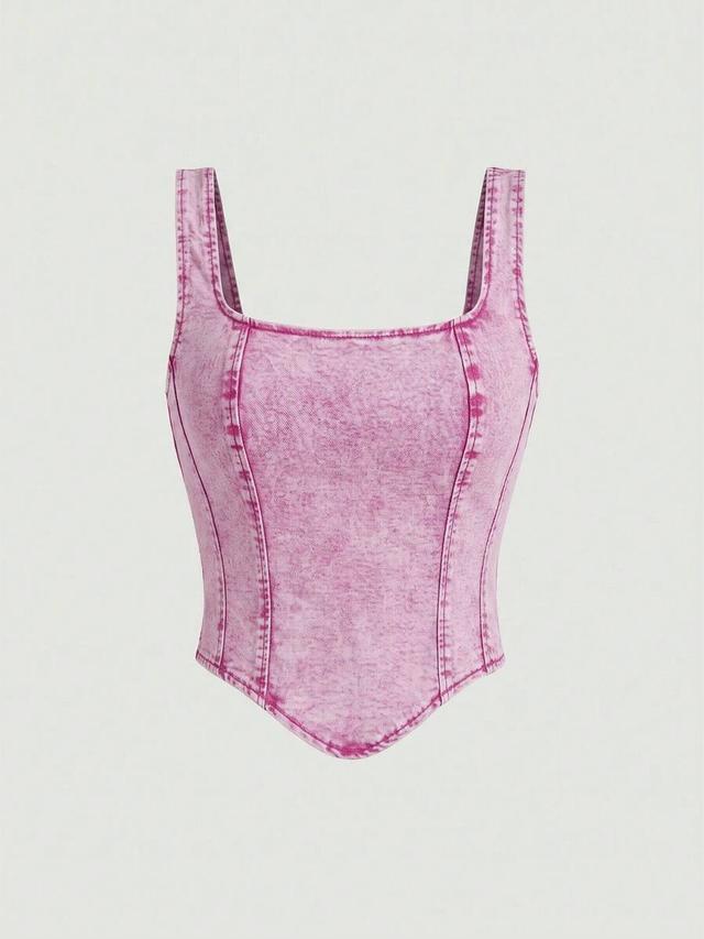 light pink washed denim corset vest