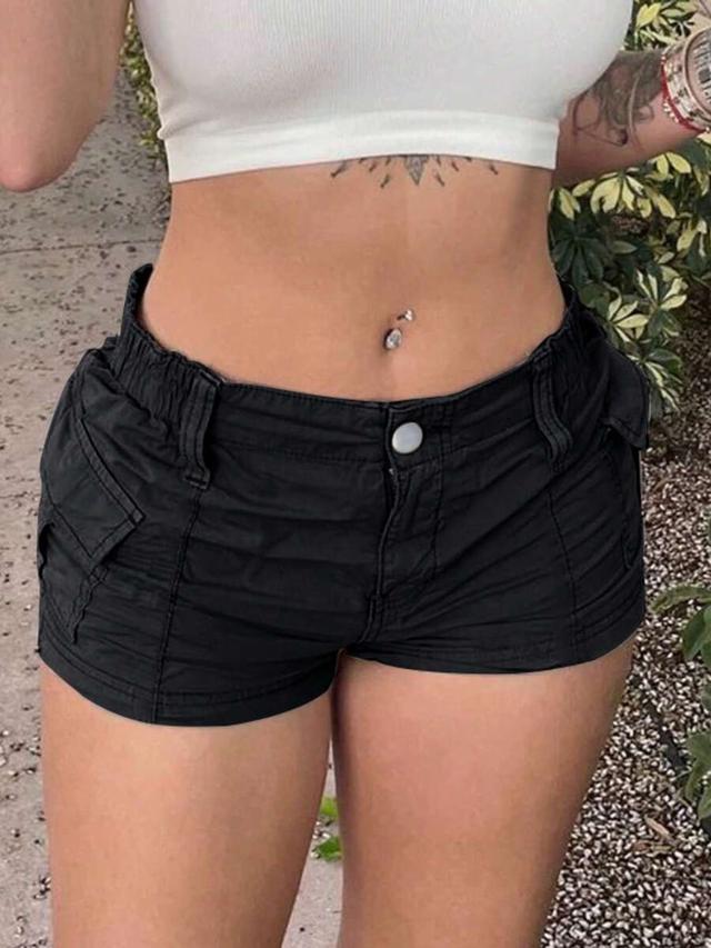 y3k streetwear style elastic waist cargo shorts
