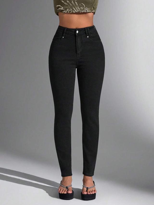 flirla high waist black skinny jeans