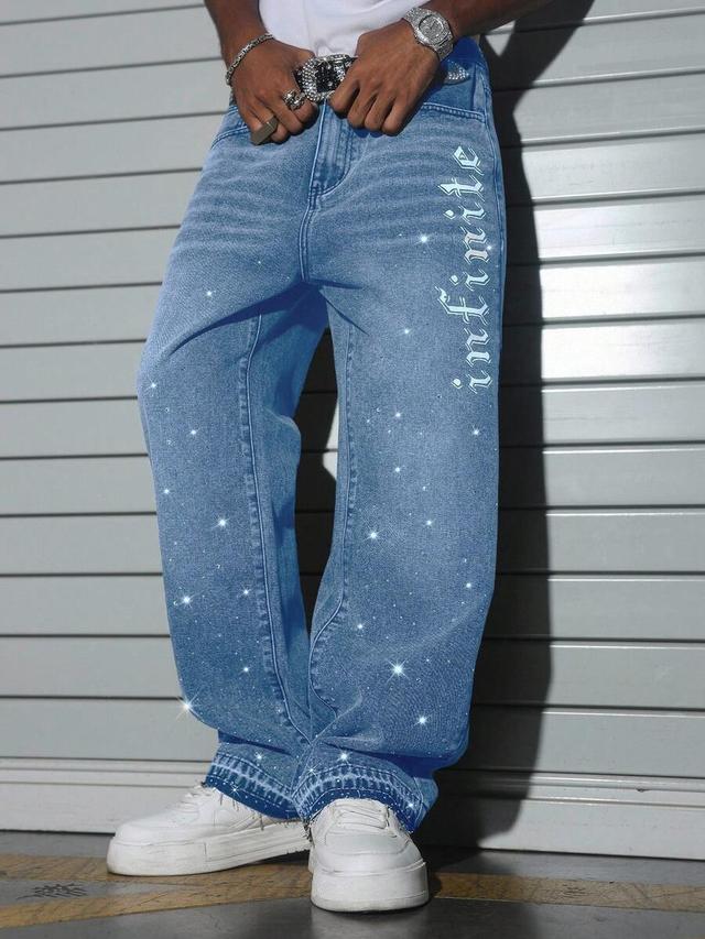 rhinestone embellished wide leg baggy y2k denim jeans