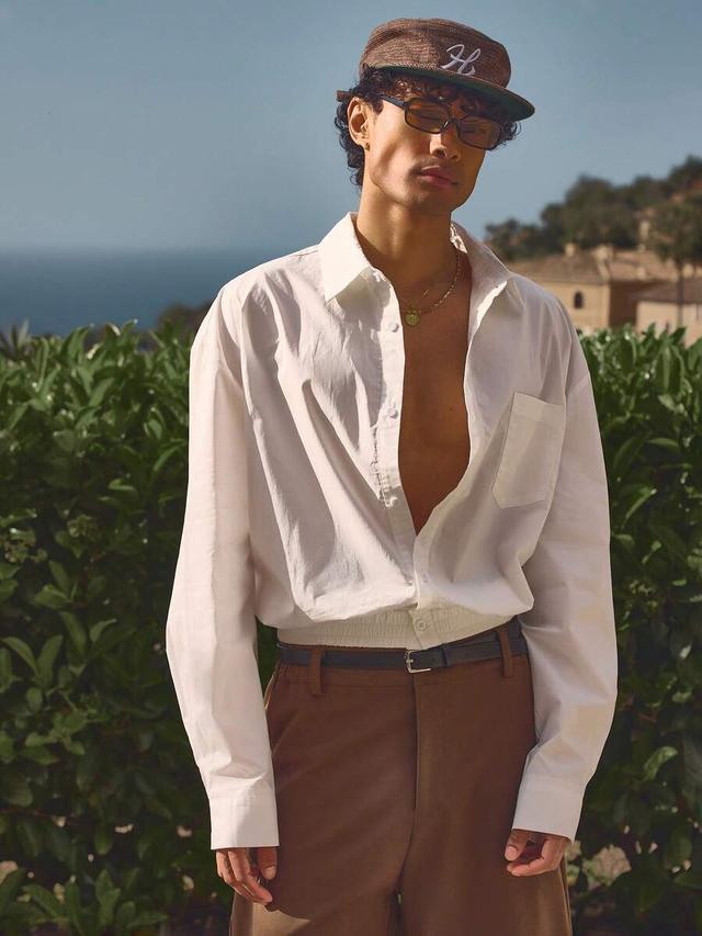 white oversized boxy fit button through shirt