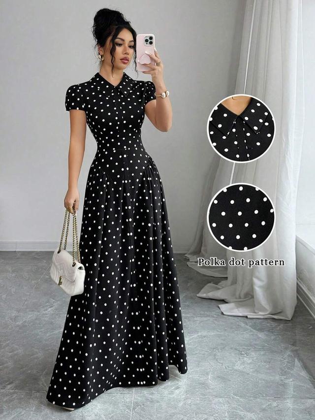 vintage polka dot button front a-line tea dress