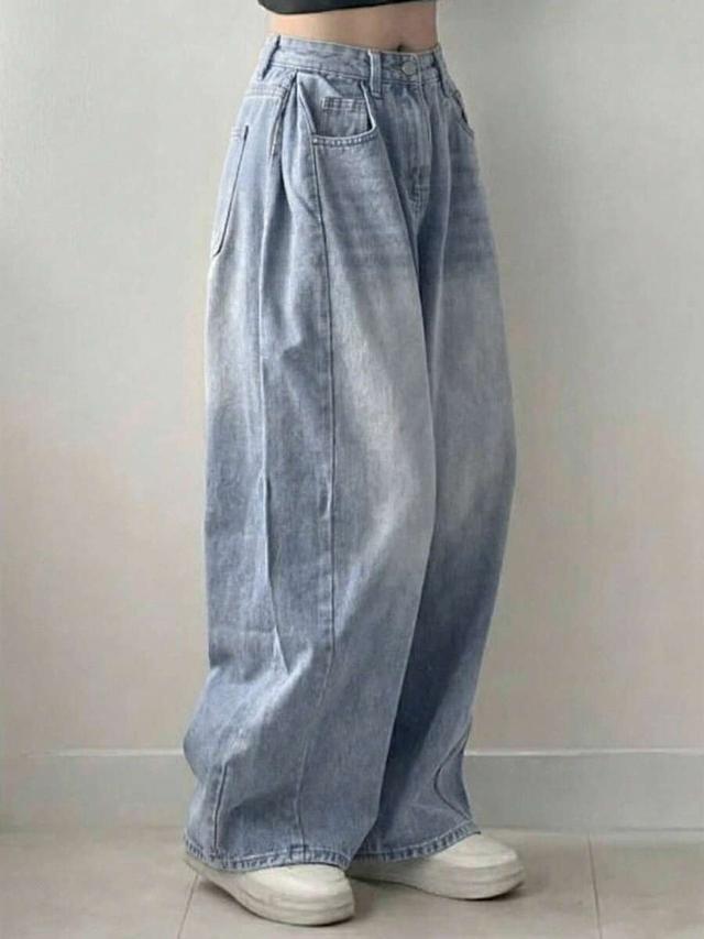 dazy women's casual washed curved leg denim jeans
