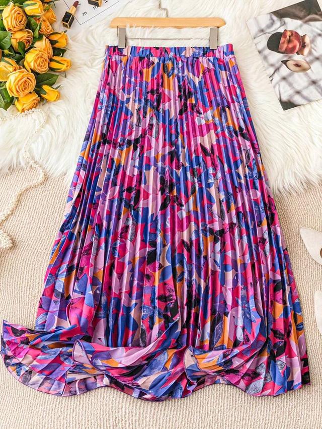 franclia floral allover print pleated skirt
