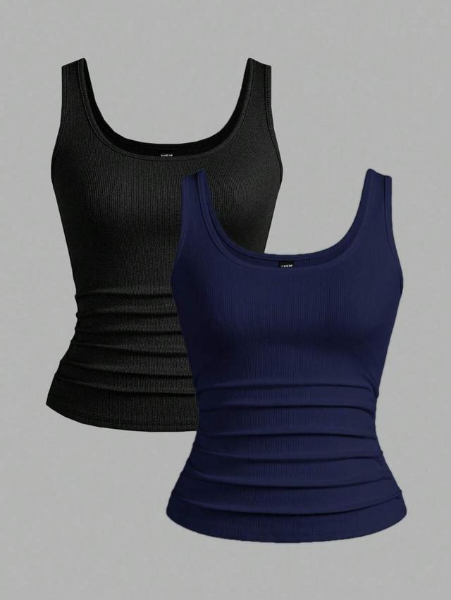 black ribbed racerback tank top