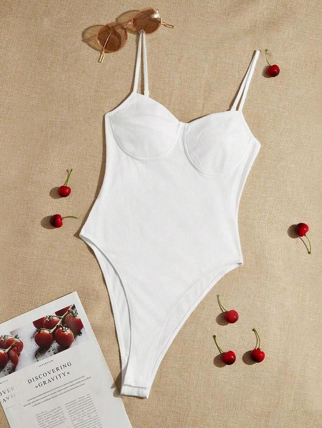 white ribbed bustier cami bodysuit