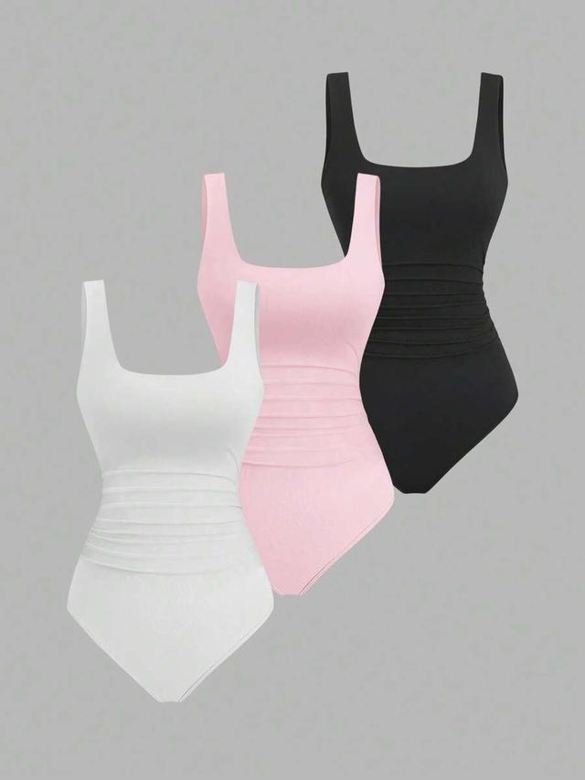 white sweetra women's solid color minimalist bodysuit