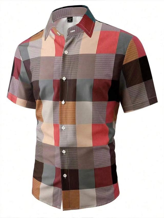 men's casual short sleeve plaid summer shirt