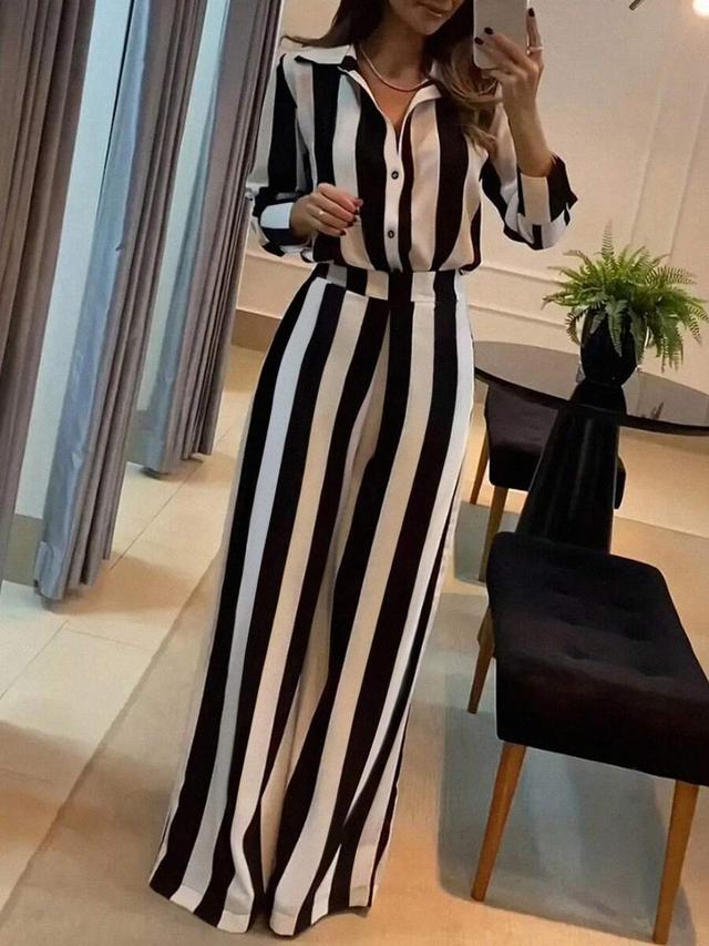 black and white striped long sleeve coord set