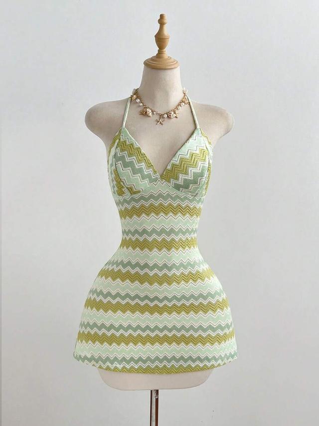 elamini women's casual crochet green beach a-line dress