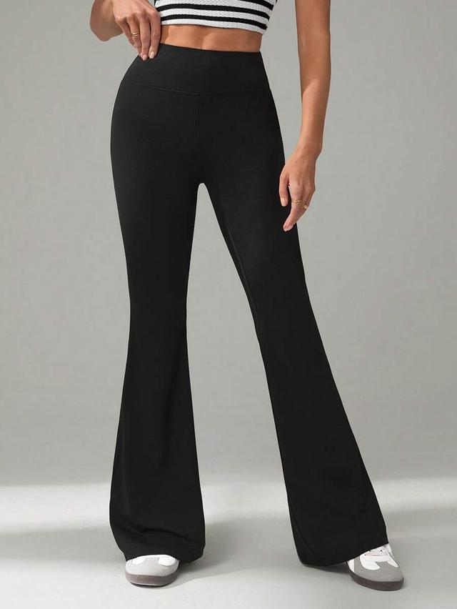 black high waist flared stretch work pants