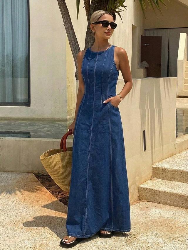 dazy women's casual denim dress with pockets