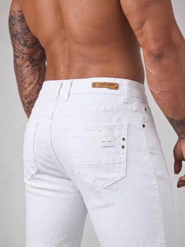 men's white slim fit stretch denim jeans