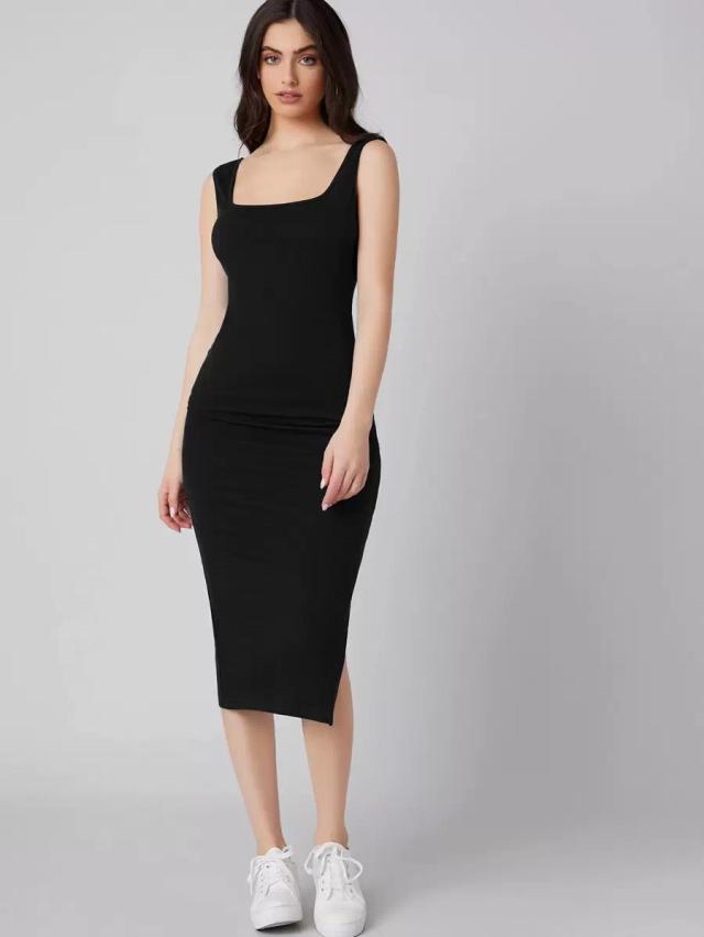 mulvari square neck split side dress